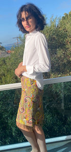 Vintage Rena Lange embroidered Fringe Skirt