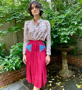 Vintage Koos Van den Akker Red Linen with Appliqué Skirt