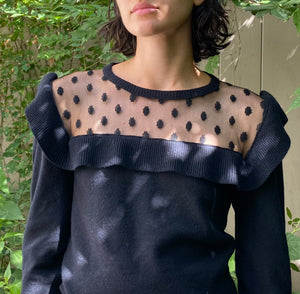Vintage 1980s Sonia Rykiel Lace and Wool Sweater