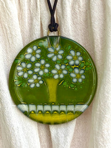 Vintage Higgins Glass Floral Necklace