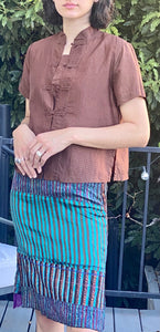 Vintage Dosa Silk Striped Skirt