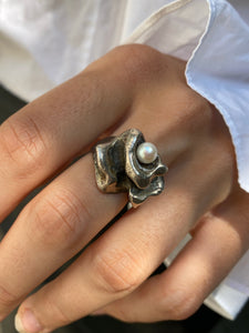 Vintage Brutalist Silver Ring
