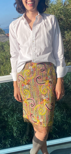 Vintage Rena Lange embroidered Fringe Skirt
