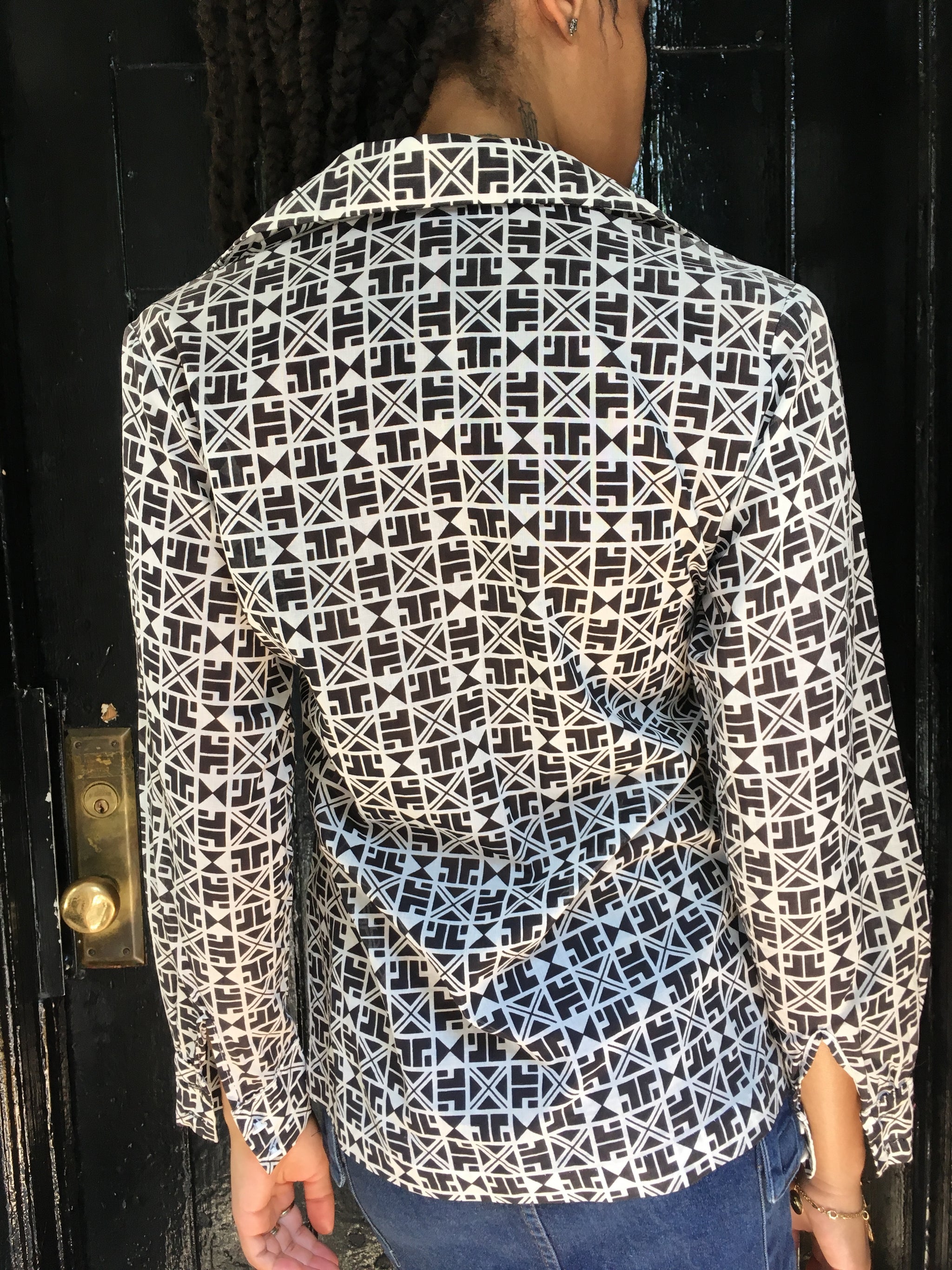 Vintage Lanvin Cotton Geometric Print Shirt