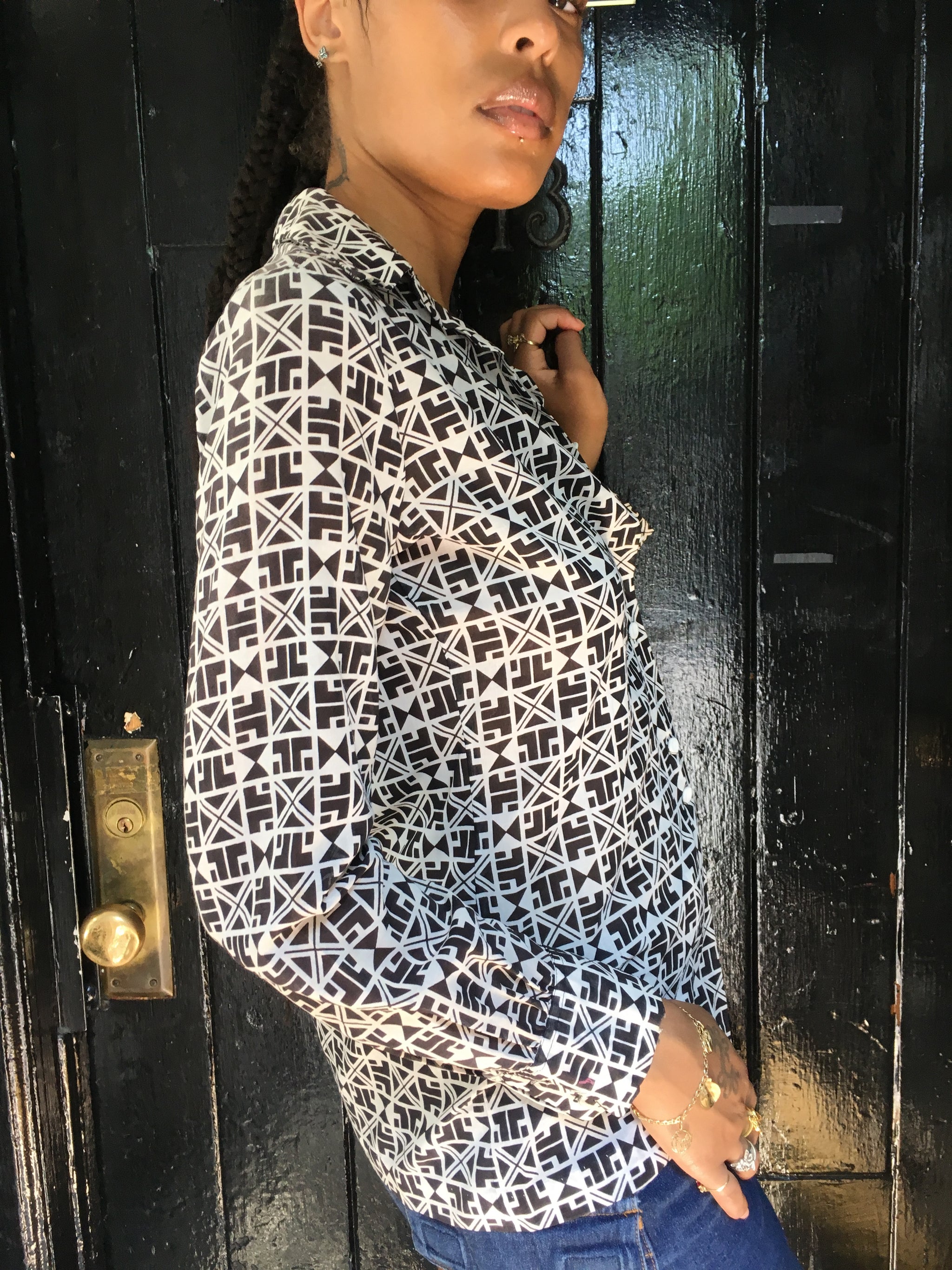 Vintage Lanvin Cotton Geometric Print Shirt