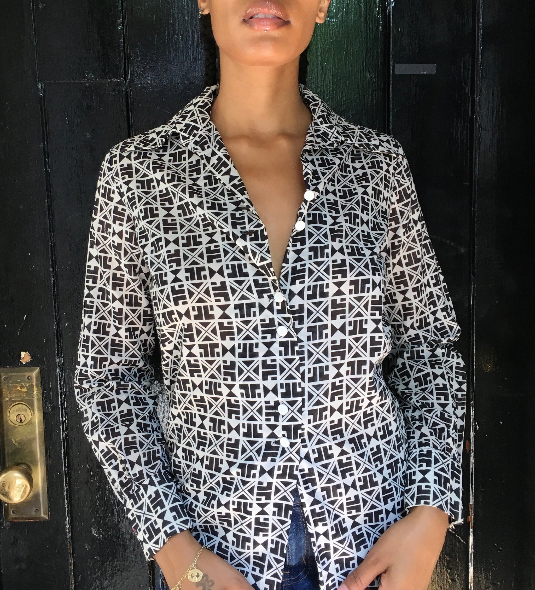 Vintage Lanvin Cotton Geometric Print Shirt